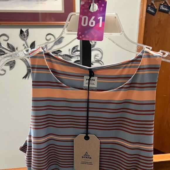 NWT Prana Sleeveless StripedDress Size Medium Gray & Orange #061 - Picture 2 of 6